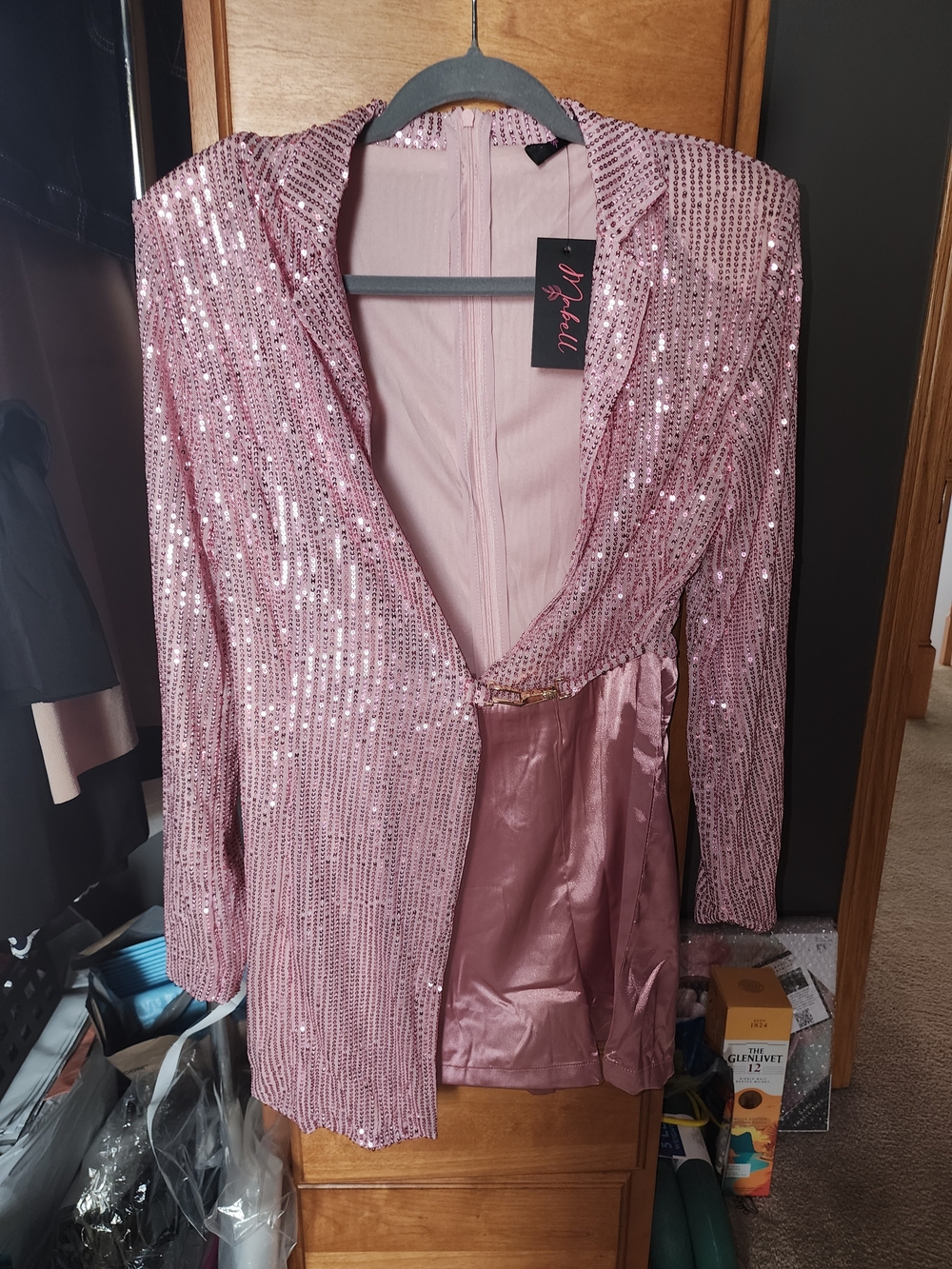 NWT $55 Sequin Blazer Jacket in Dusty Rose Size Medium